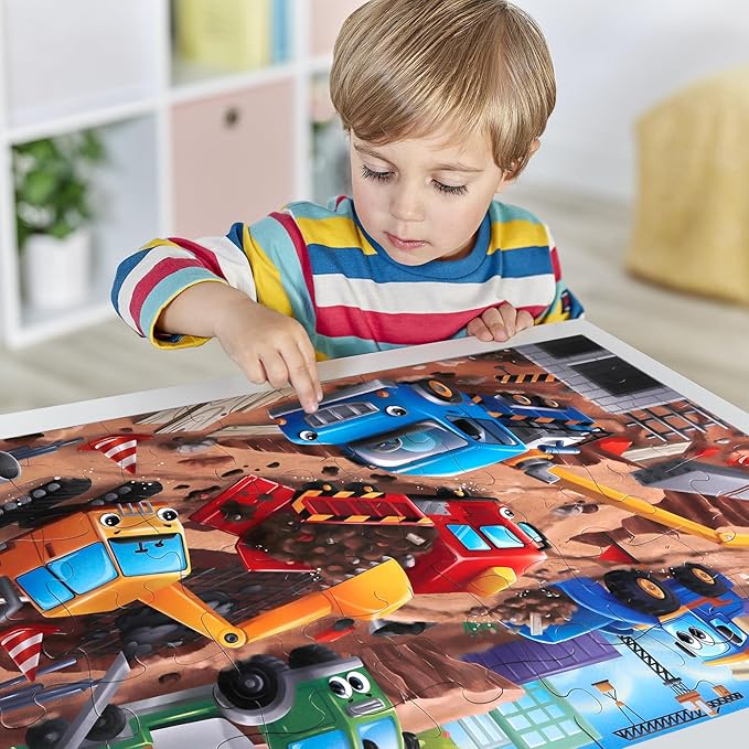 Educational Jigsaw Puzzle for Toddlers – Construction Site Theme for Ages 3-5