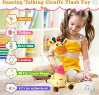 Educational dancing giraffe toy with songs and language development features for babies
