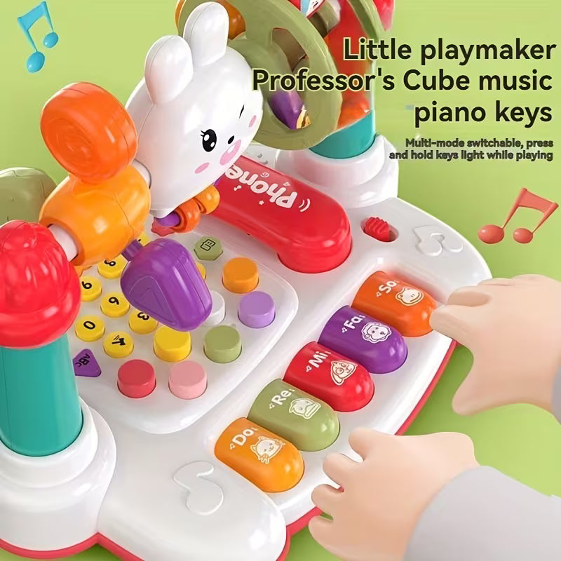 Educational rabbit music toy for kids with piano keys and interactive learning functions