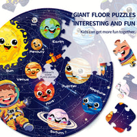 Educational space puzzle with planet designs for children