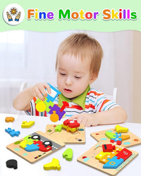 Educational Vehicle Shape Puzzle for Toddlers – Montessori Learning Toy for Ages 1-4