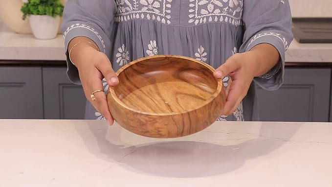 Eight inch wooden salad bowls for individual servings