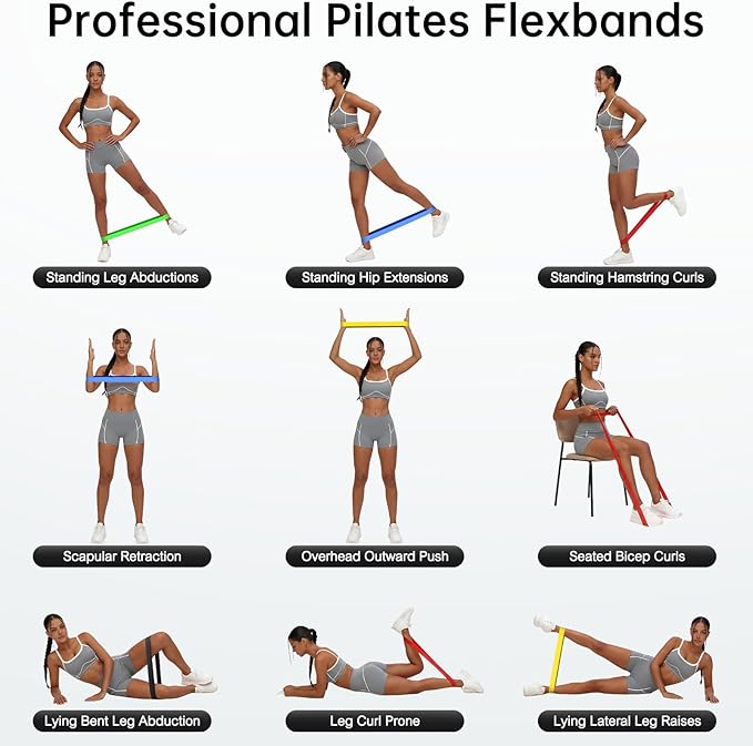 Elastic exercise bands for yoga pilates and stretching exercises