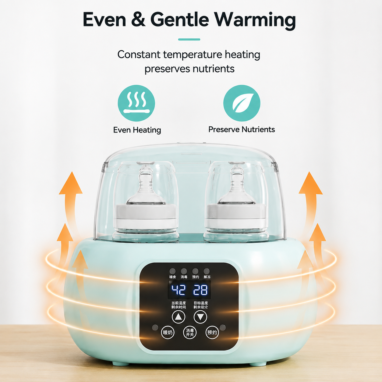 Electric baby milk warmer designed to hold two bottles