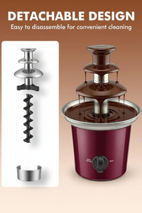 Electric chocolate fountain with three detachable tiers