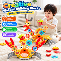 Electric construction toy with moving gear mechanisms and interlocking building pieces.