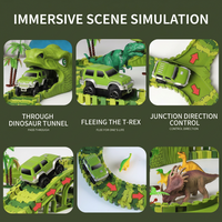 electric dinosaur track car toy set with flexible track pieces