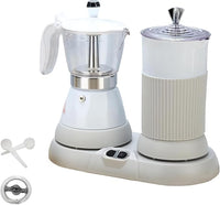 Electric espresso-style coffee maker with milk frother
