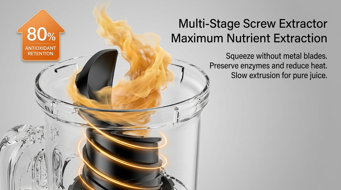 Electric fruit and vegetable juicer for everyday kitchen use