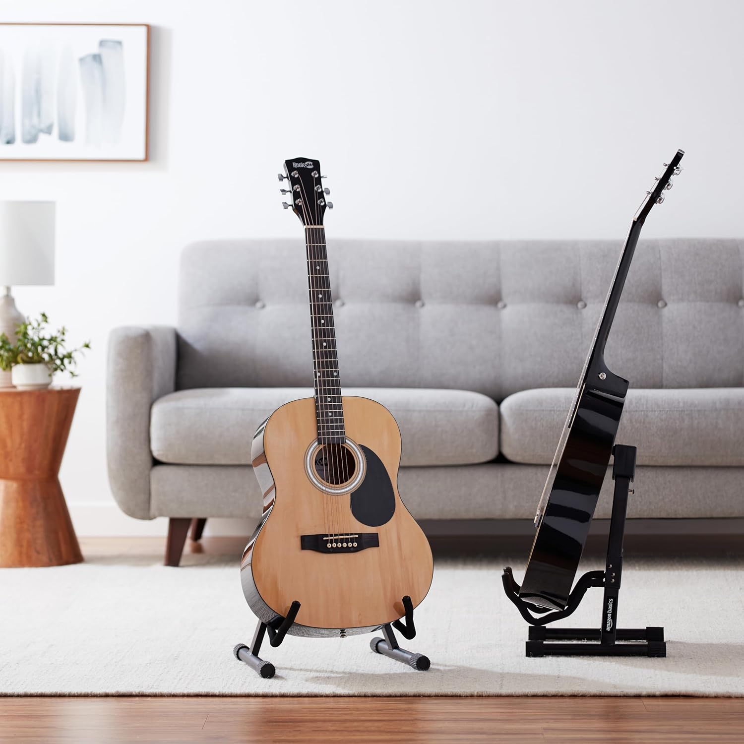 electric-guitar-placed-on-adjustable-stand.