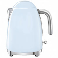 Pastel blue electric kettle with 360-degree swivel base