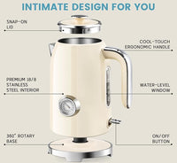 Electric kettle with illuminated LED operating indicator