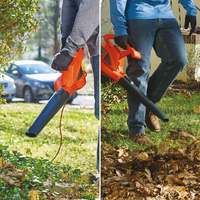 7-Amp corded electric leaf blower with high airflow for quick yard cleaning.