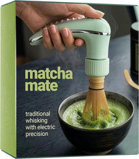 Electric matcha whisk with bamboo style design