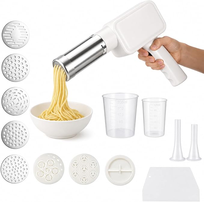 Electric pasta maker with handheld rechargeable design