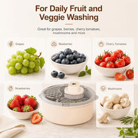 Electric produce washing bowl with spinning action