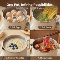 Compact electric ramen cooker for everyday meal preparation