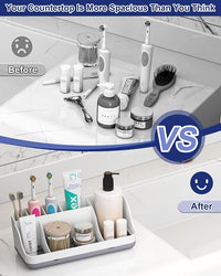 Countertop holder designed for electric toothbrushes and bathroom essentials