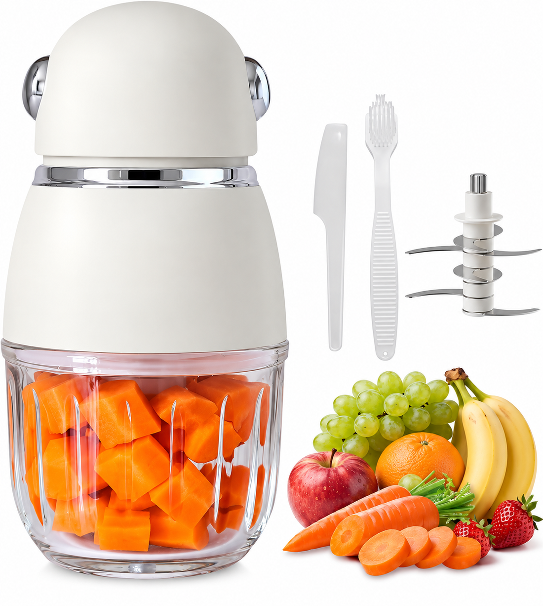 Electric baby food maker with transparent processing bowl for homemade infant meals