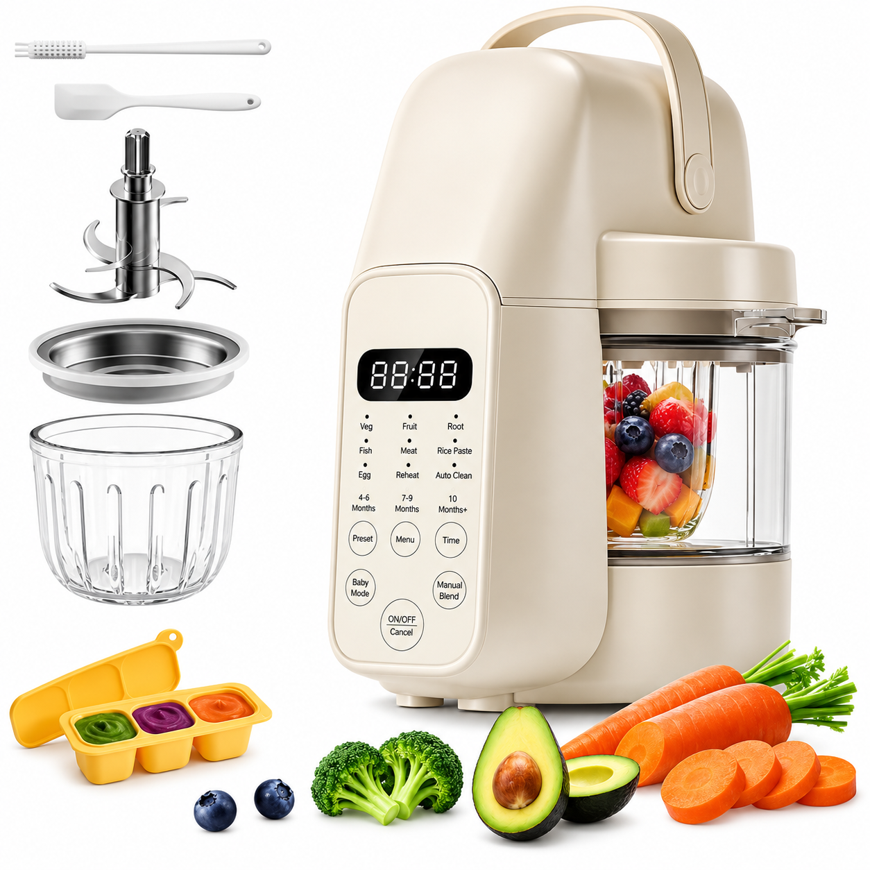 Electric appliance designed for convenient homemade baby meal preparation