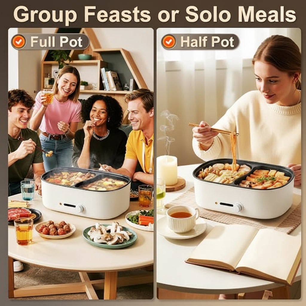 large divided hot pot for family dining