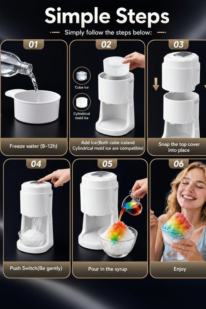 portable shaved ice maker with two ice molds