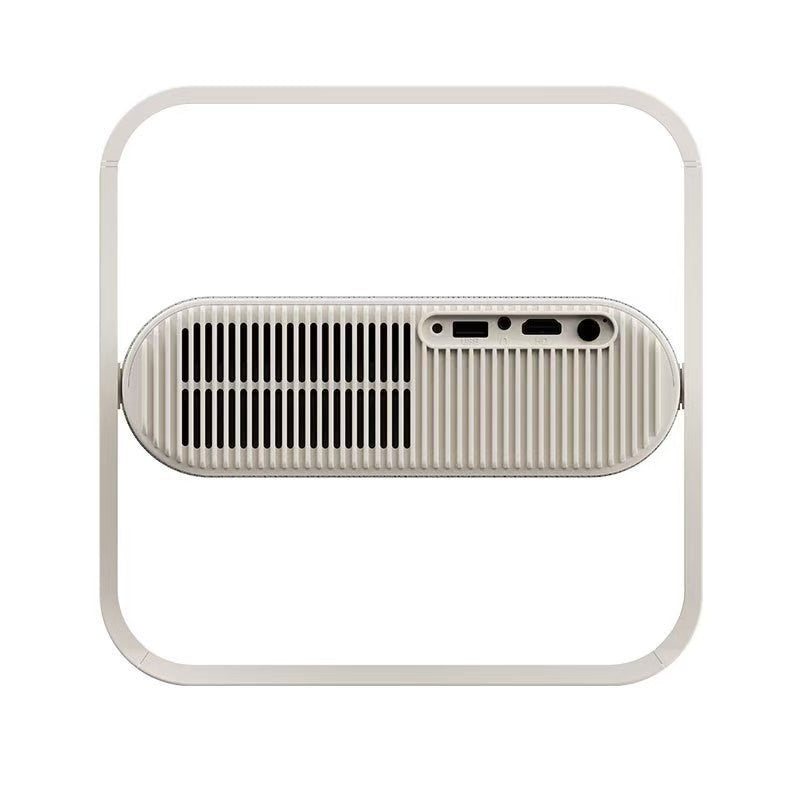 Electronic focus projector with compact desktop design