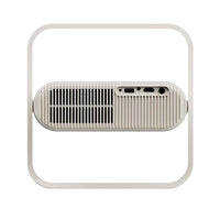 Electronic focus projector with compact desktop design