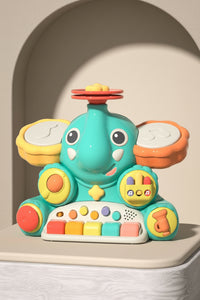 Elephant musical toy for kids with electronic keyboard and jazz drum