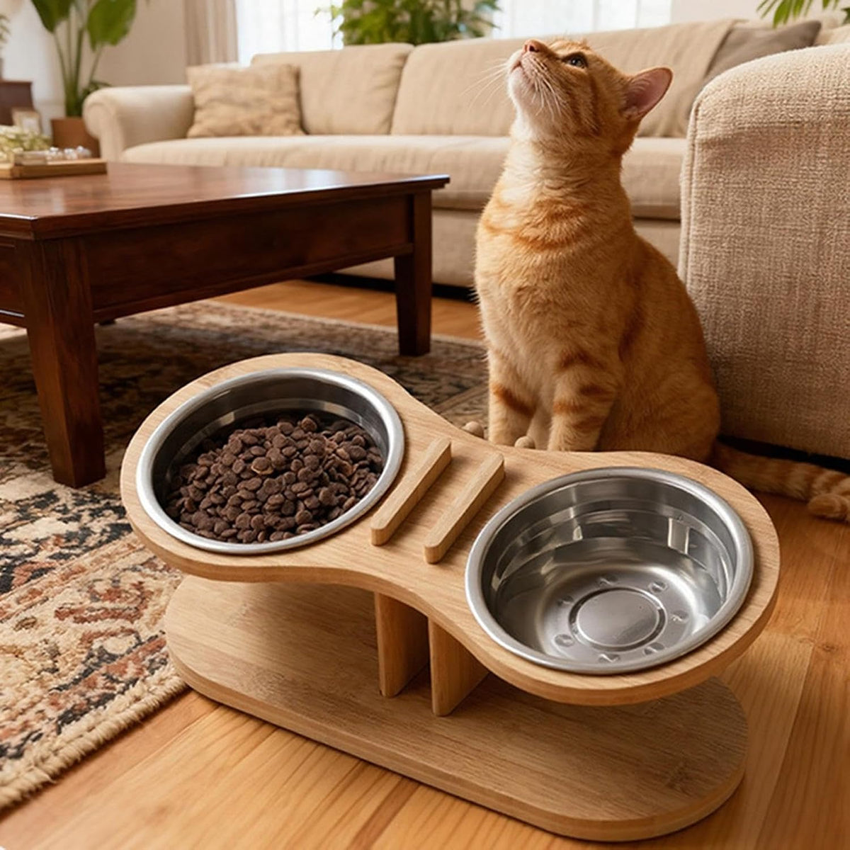 Elevated Pet Feeder Stand for Cats and Small Dogs