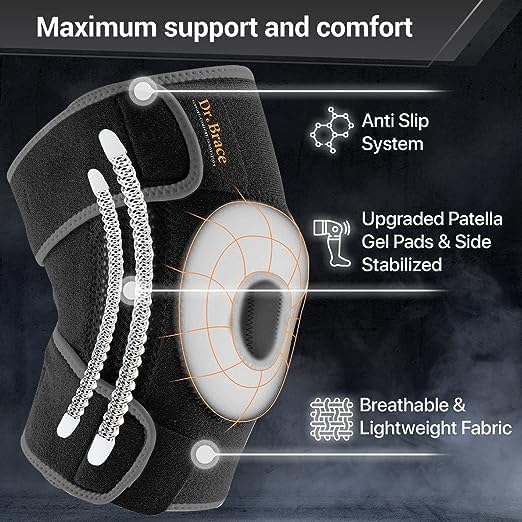 Back view of ELITE knee brace highlighting side stabilizers and ergonomic fit