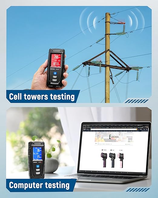 ERICKHILL EMF Meter with Sound and Light Alarm for High Radiation Levels