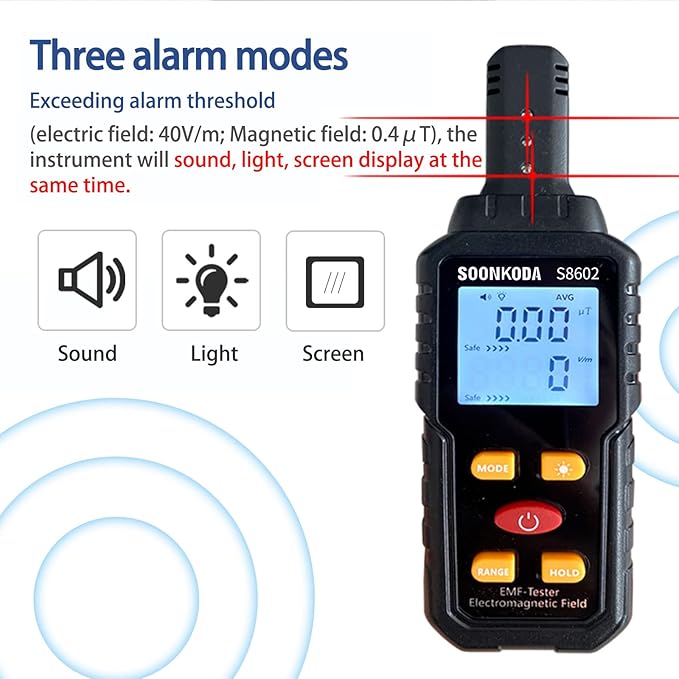 Compact and Handheld 3-in-1 EMF Meter for Easy Use in Home or Office