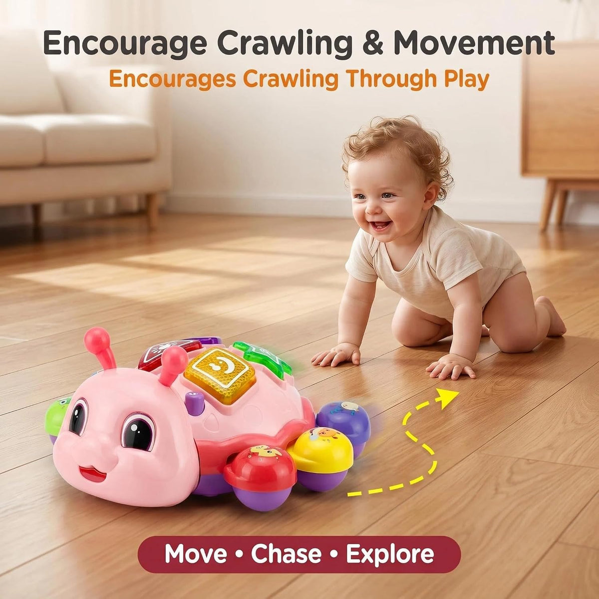 Electronic baby learning toy featuring English and Spanish audio functions.