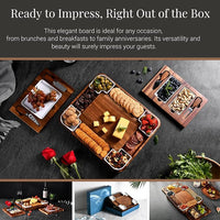 Engraved acacia wood charcuterie serving board for appetizers