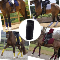 Equestrian Leg Bandages for Horses – Protective Polo Wraps, 4-Pack, Black