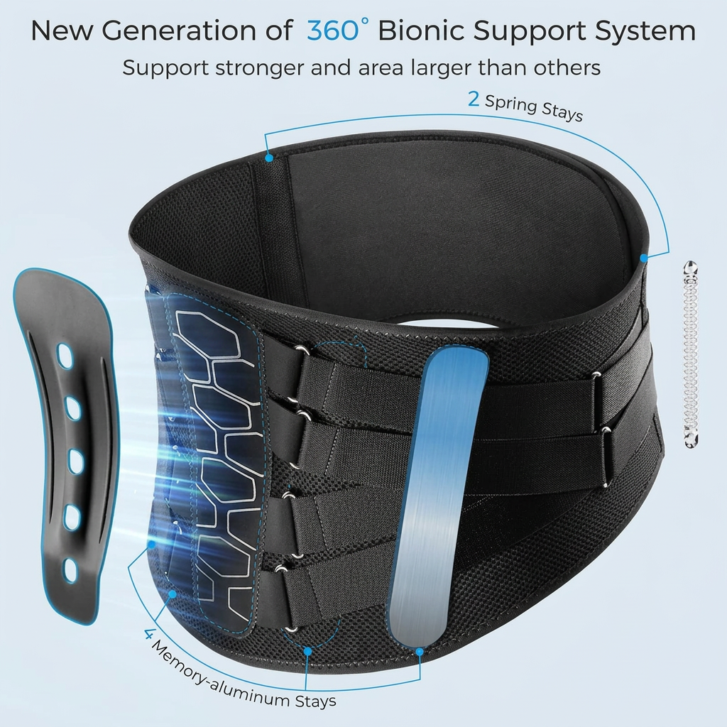 Ergonomic back brace for sciatica herniated disc and lower back stabilization support