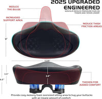  Ergonomic Noseless Bike Seat Saddle with Extra Padding and Wide Cushion for Comfort