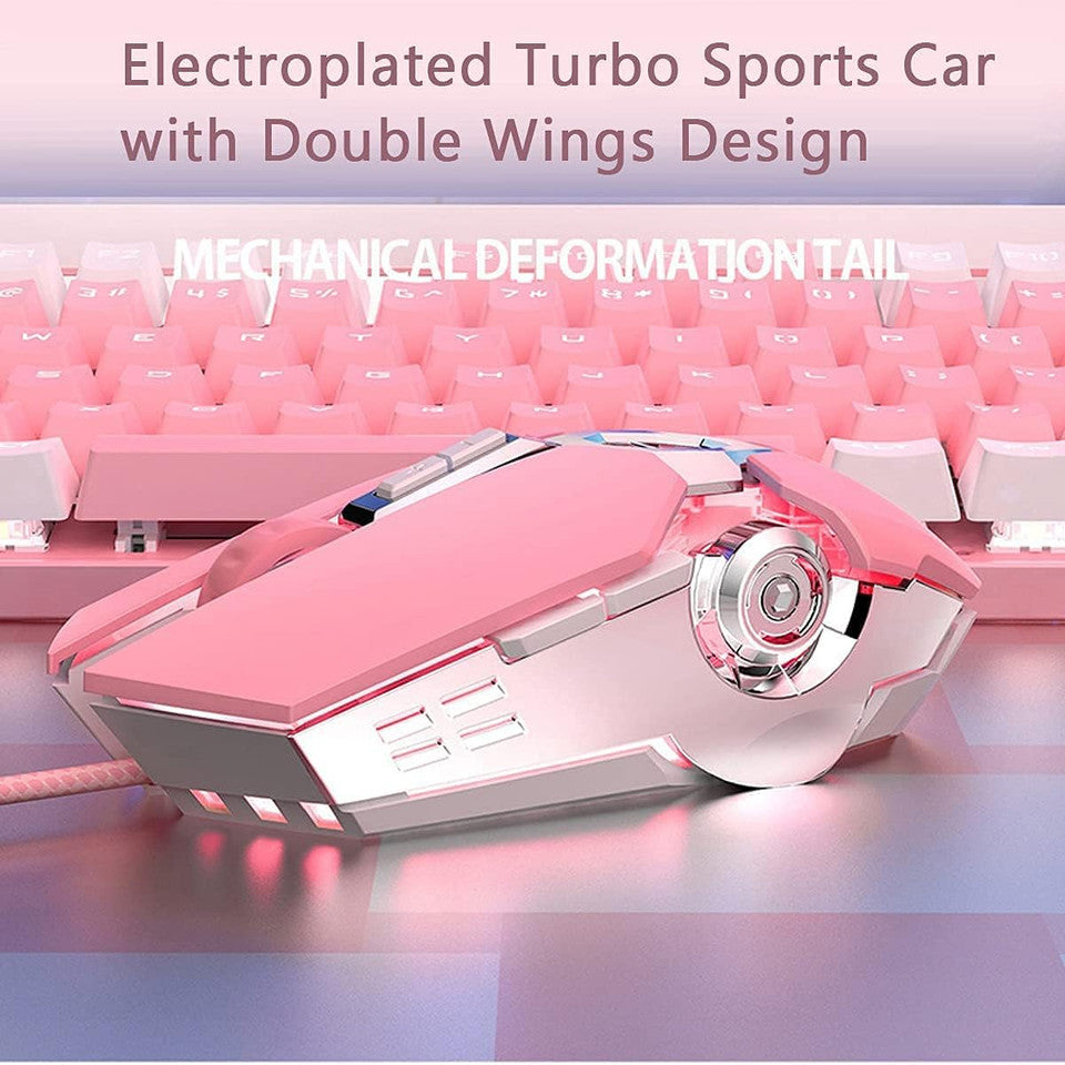 Ergonomic pink gaming mouse comfortable grip