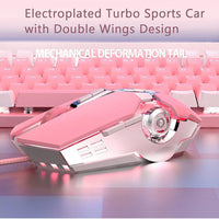 Ergonomic pink gaming mouse comfortable grip