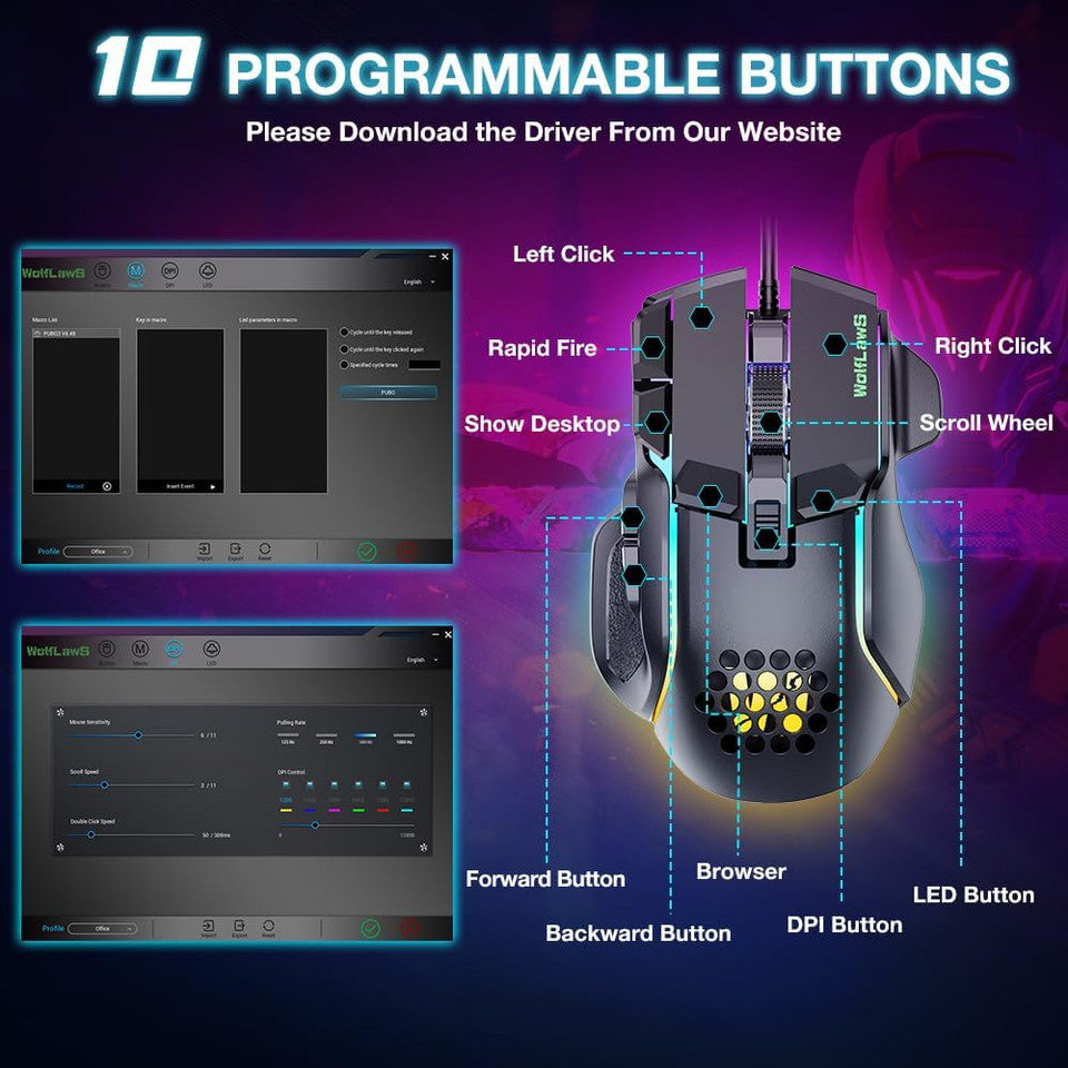 Ergonomic design of wired gaming mouse for comfortable grip