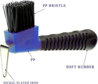 Ergonomic Horse Hoof Pick Brush with Soft Rubber Handle for Comfortable Use