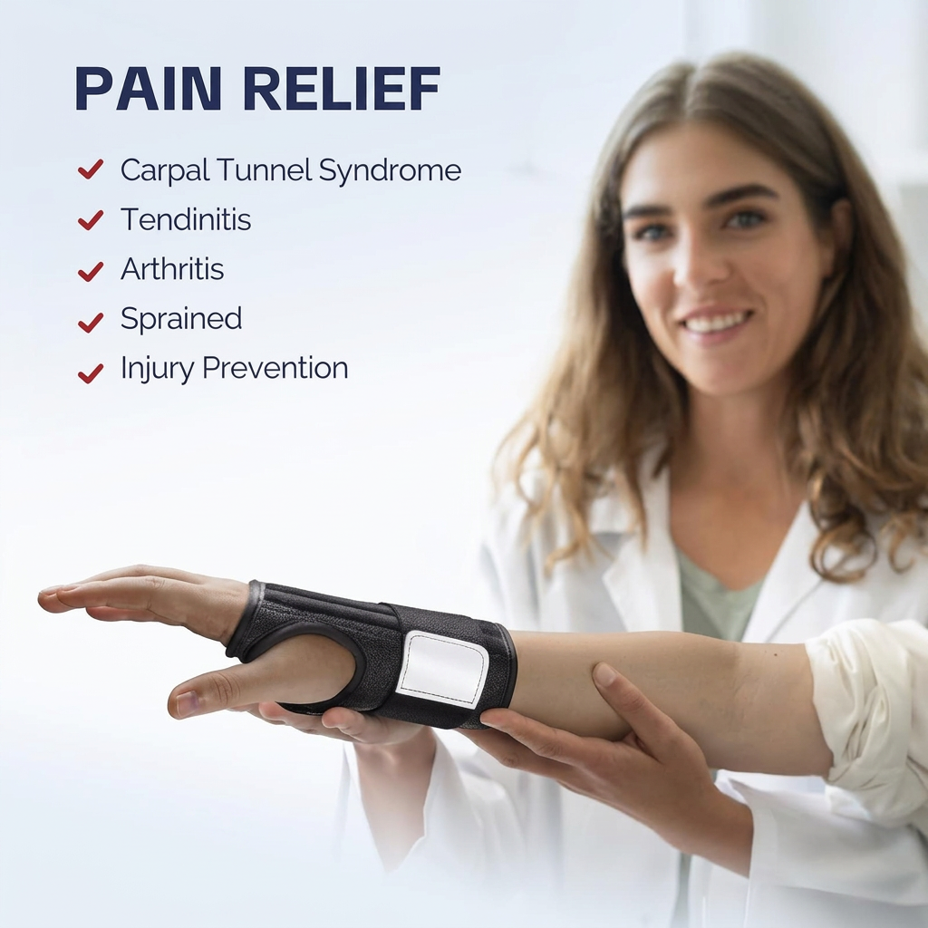 Ergonomic wrist brace pair for men and women, 6.5-inch medium size, night and day support