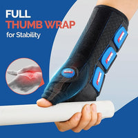 Ergonomic black wrist and thumb brace for men and women with adjustable straps for carpal tunnel relief