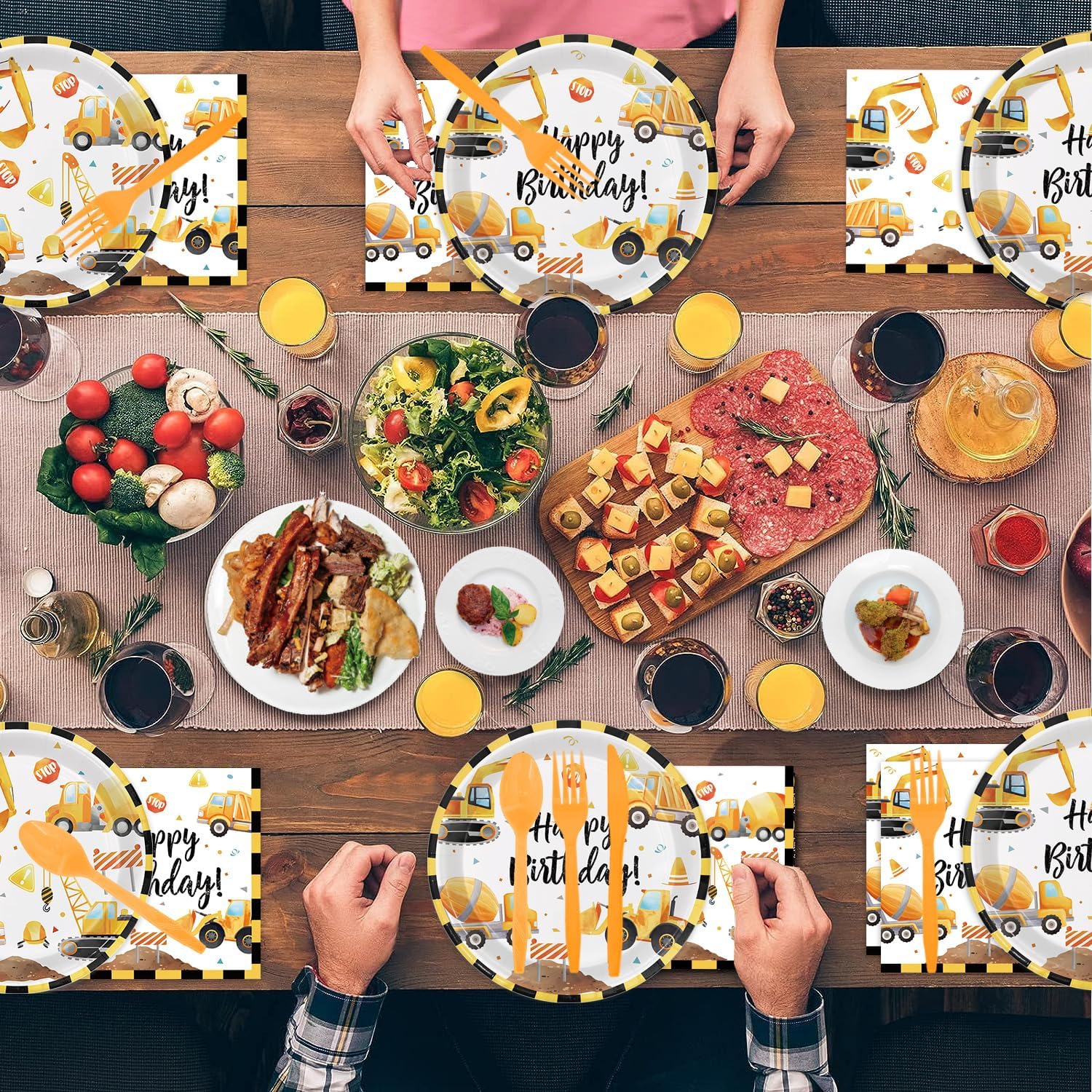  Excavator birthday party tableware bundle for kids events