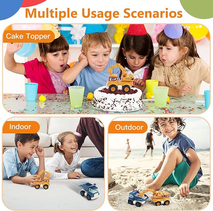Excavator and dump truck toy set for toddlers