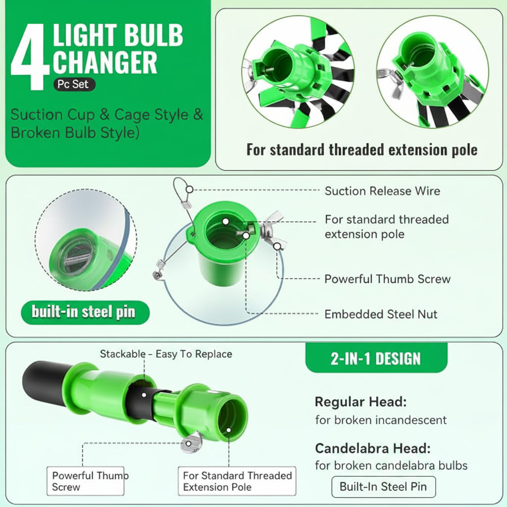 Extension Pole Compatible Bulb Changing Accessory