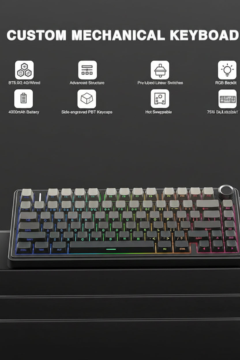 F75 Pro RGB keyboard angled view