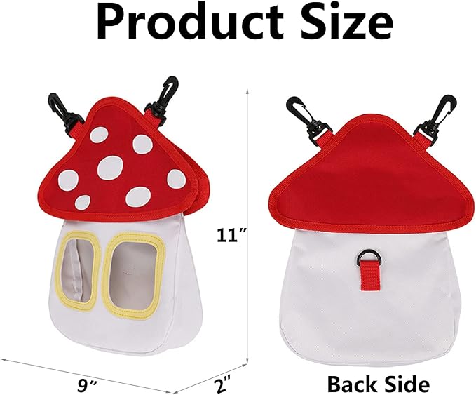 Fabric hay holder attached inside a small pet enclosure