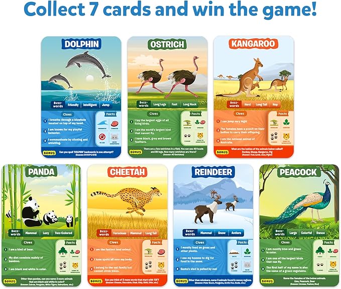 Family game night animal trivia guessing game